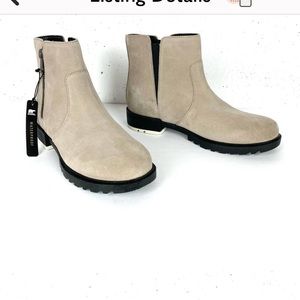 Sorel Womens Emelie II Zip Ankle Boots Leather Waterproof Winter Omega Taupe 8
